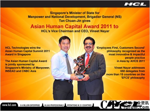HCL榮獲2011年度亞洲人力資源獎(jiǎng)